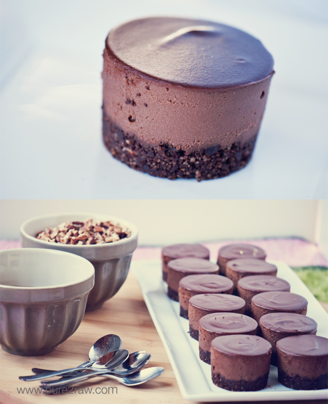 {raw} mini triple chocolate cream cake recipe. very chocolately, smooth and delectable with every bite! Naturally gluten and grain-free. Paleo. This chocolate cream cake is loved by everyone!