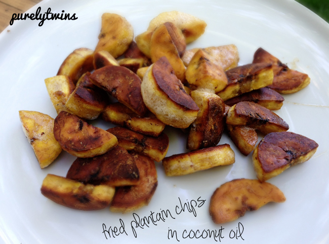 fried plantain chips in coconut oil