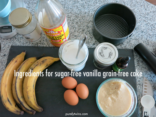 ingredients for making sugar free grain free vanilla cake purelytwins
