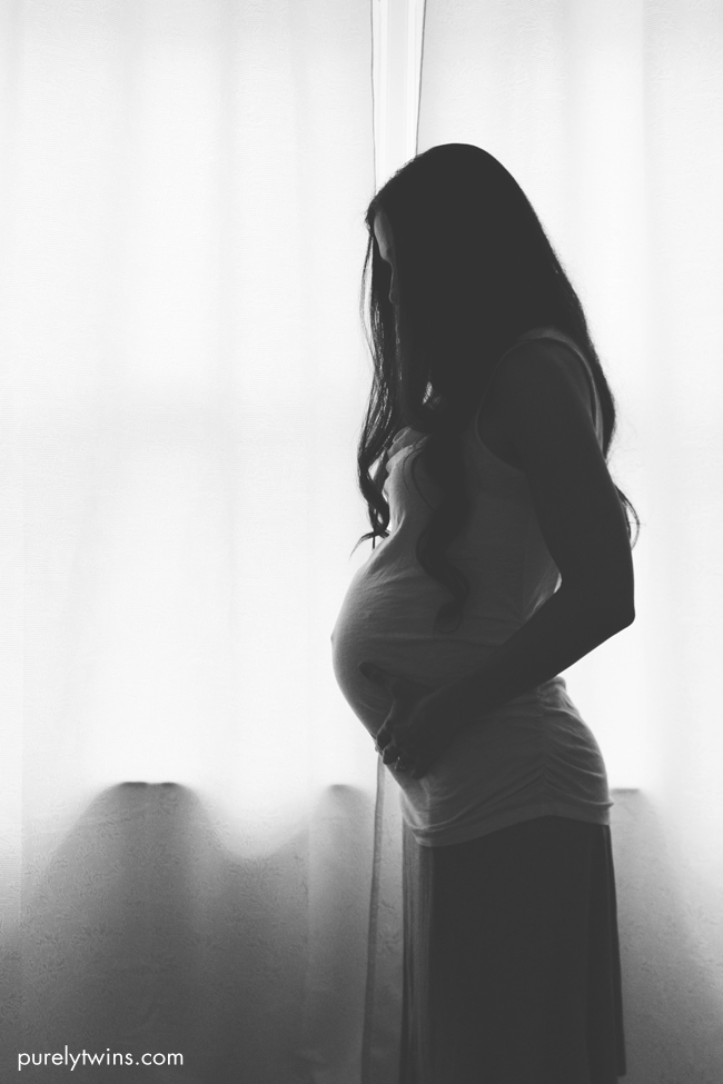 black and white maternity photo