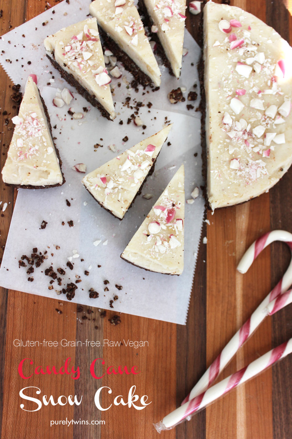 #glutenfree #grainfree #raw #vegan candy cane chocolate cake for Christmas via purelytwins