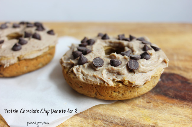 4 ingredient grain-free protein packed chocolate chip donut made from plantains and pea protein purelytwins.com