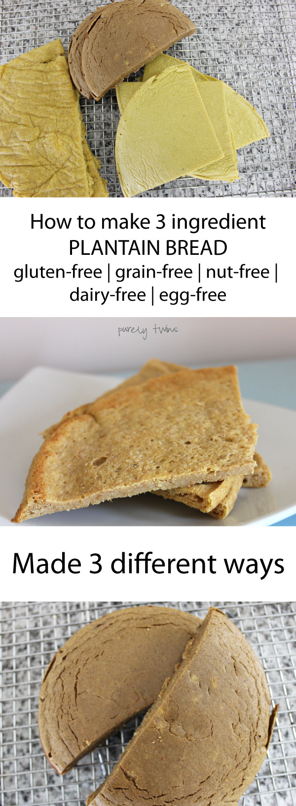 How to make gluten-free, grain-free, dairy-free and egg-free option of plantain bread plus a more single serving option