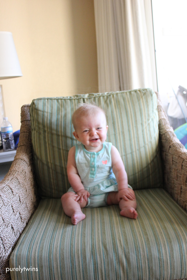 Happy healthy baby girl who loves to laugh and smile. 8 month old baby update purelytwins #newmom #momlife #8monthsold