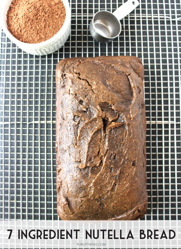 7 ingredient nutella bread made from nutella, cocoa, eggs, hemp and maple syrup.