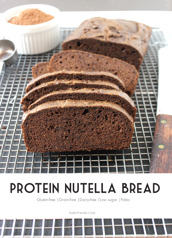 Homemade protein nutella bread recipe made from 7 ingredients. Gluten and grain free bread.
