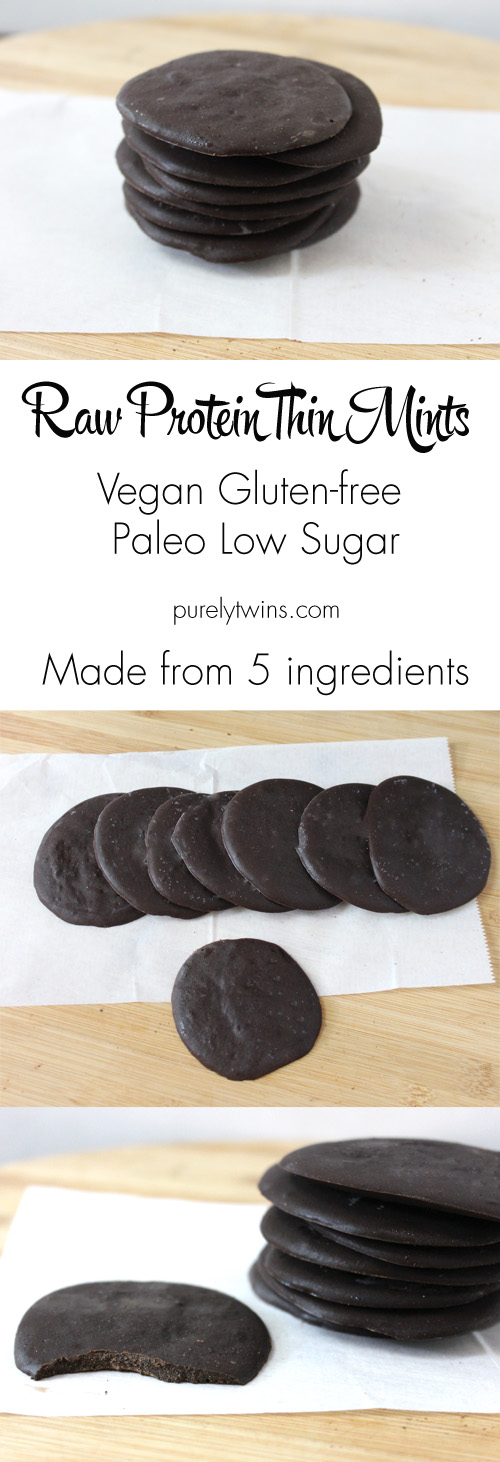 Raw protein thin mints. Vegan. Paleo. Low sugar. Gluten-free. Made from 5 ingredients. | purelytwins.com