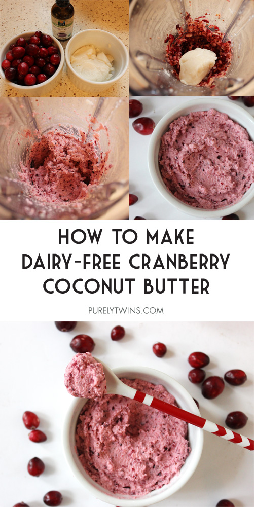 How to make dairy-free cranberry coconut butter. Easy healthy recipe. | purelytwins.com