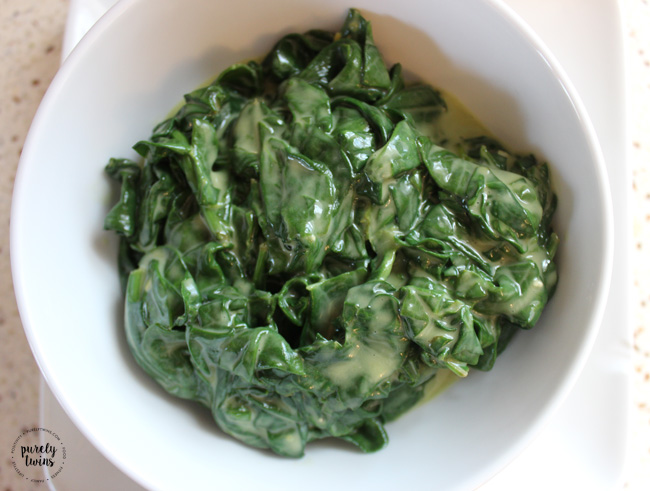 Dairy free creamy spinach made with coconut milk. Paleo. Healthy side dish. 