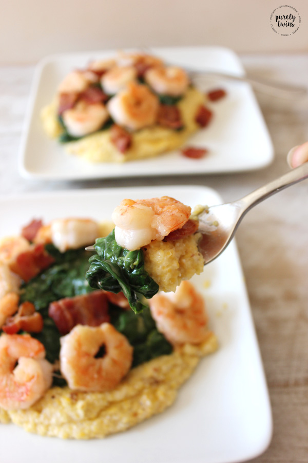This comfort food classic is so amazing. Bacon grits shrimp and creamy spinach. What's not to like? Made with coconut milk making it dairy-free. We are not huge grits fans but this recipe is a must make! Dinner recipe for two. 