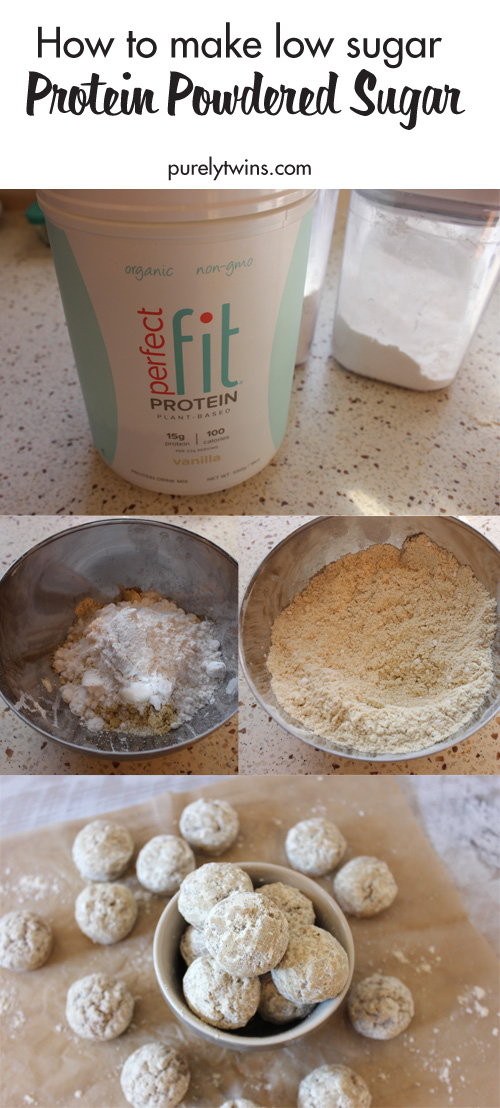 How to make low sugar protein powdered sugar donut holes with using Perfect Fit Protein. A healthy breakfast to enjoy with your morning coffee or afternoon snack. 