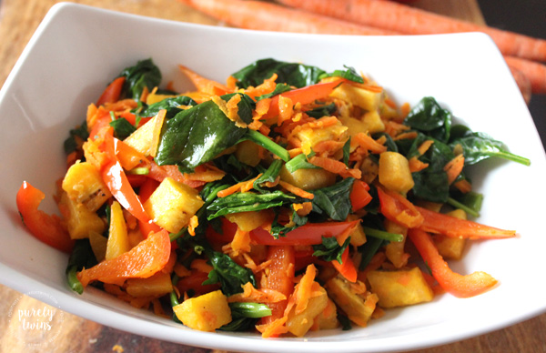 Vegetable Medley with plantains. A simple flavorful side dish.