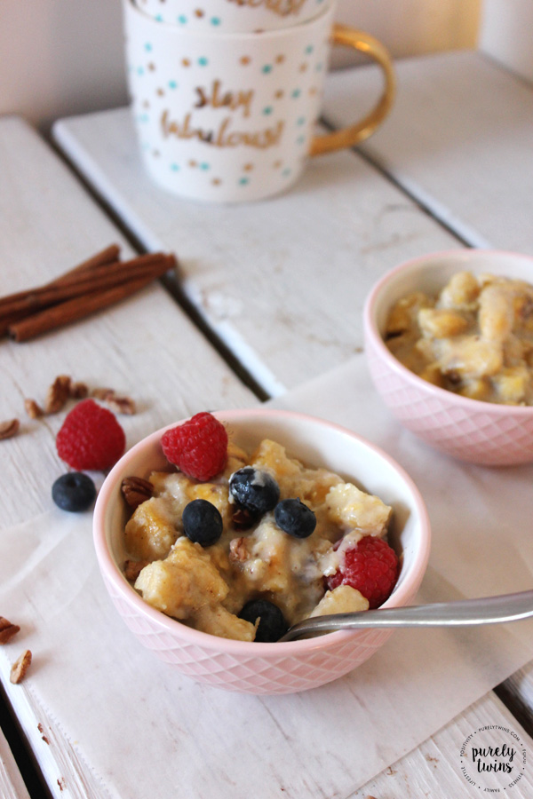 Healthy, gluten-free, oat-free paleo plantain porridge in a bowl. Creamy, dreamy porridge makes for a comforting meal made easy. This breakfast will give you energy, a nice dose of healthy fiber, carbs, and fats without the sugar high.