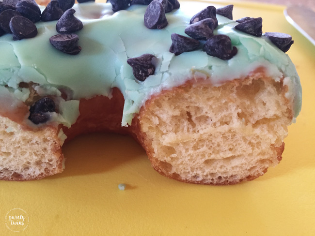 Mint chocolate chip donuts from Surf Side Donuts Pismo Beach CA