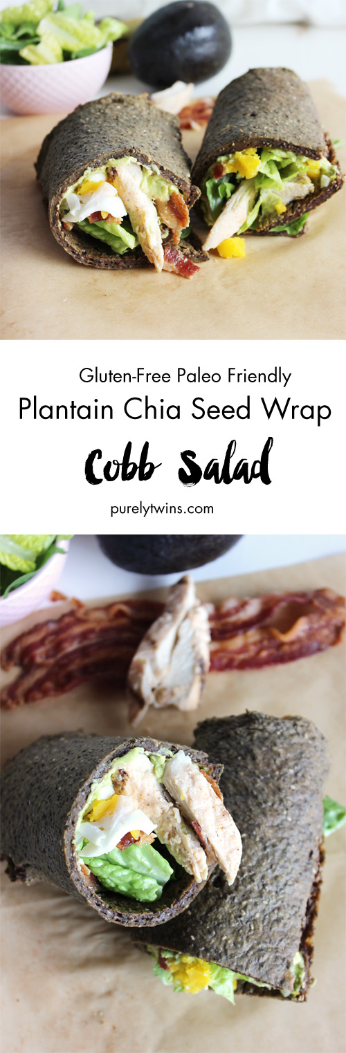 This lunch idea is ready in under 30 minutes and can be made ahead of time. It has everything you want in a delicious summer meal including lots of protein, fiber and bacon. The classic American main-dish salad but with a twist with being filled to make a stunning wrap. A light, filling cobb salad wrap packed with roasted chicken, bacon, avocado, hard boiled egg and wrapped in a hearty, chia seed wrap! No extra dressing needed here. 