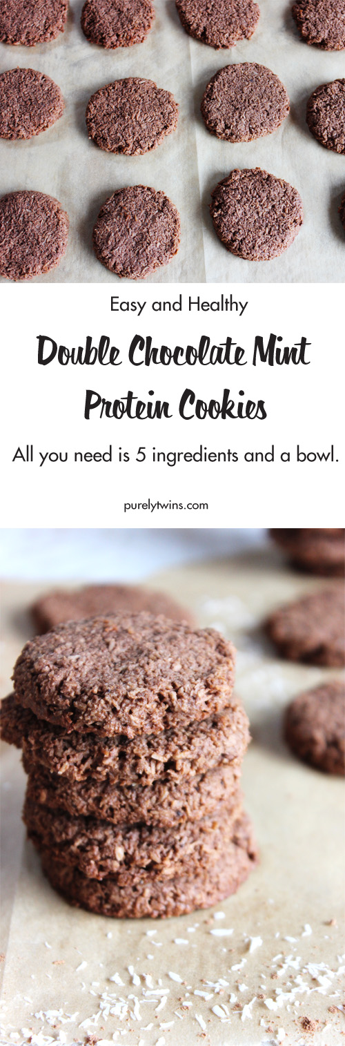 Death by mint chocolate protein cookies. These cookie recipe will blow your mind; they're the best! They're amazing straight from the oven. NO dairy. NO eggs. Gluten-free grain-free double chocolate cookies that are delicious with the perfect combo of chocolate and mint flavors. An easy, healthy dessert that is perfect to enjoy anytime of the day. They go great with coffee! 