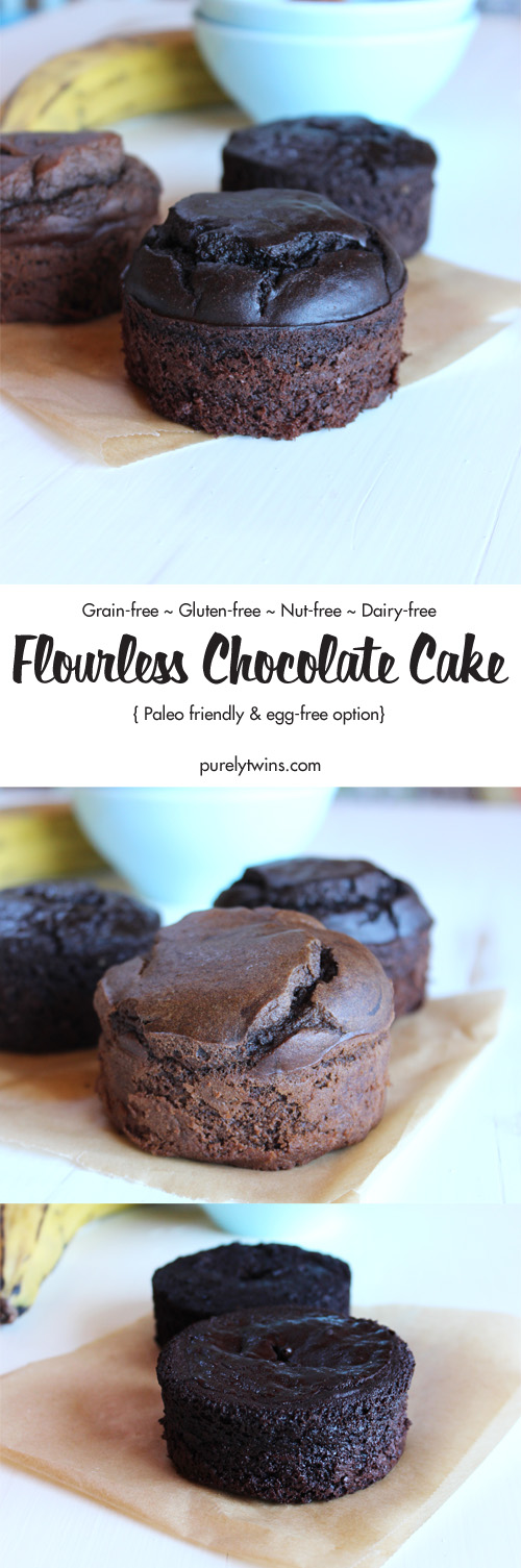 This flourless chocolate cake recipe is made with just 5 easy ingredients, it's naturally gluten-free, and it is so decadent and delicious. The perfect chocolate cake recipe when you are wanting chocolate cake but don't want to make a whole cake. Paleo. 4 different recipe options for you from plantains to tiger nut to egg-free.