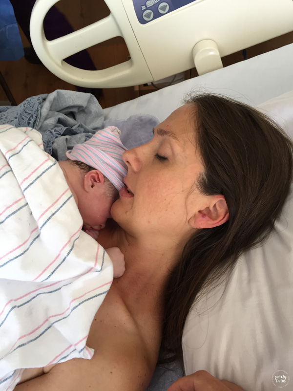 Holding baby Lyla for the first time after giving natural delivery at the hospital. Birth Story.
