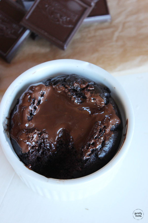 The best gluten-free flourless chocolate cake. It’s so rich, dense, and chocolaty. Click to see how to make the easiest individual chocolate lava cake. This recipe is gluten-free, grain-free, nut-free and no sugar added. Now this is how to enjoy chocolate cake with loads of chocolate in every bite. Good thing it makes enough for one because you won't want to share.