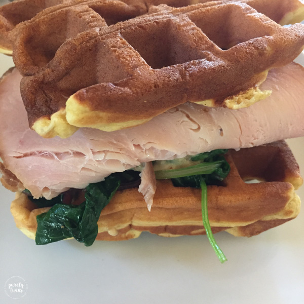 The best paleo sandwich that makes for a great lunch. Making a savory waffle sandwich with plantain waffles.