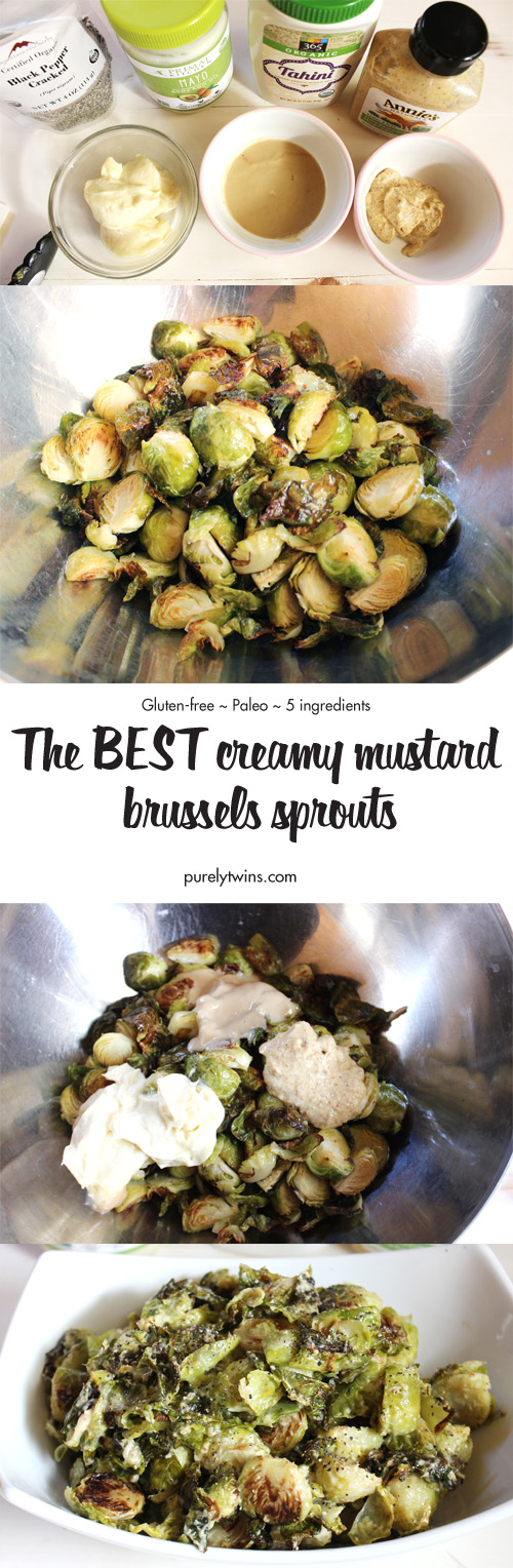 A beautifully tasty side dish of Creamy Brussel Sprouts is a great addition to your holiday dinner table or anytime of the year. With just 5 simple ingredients, these oven baked Brussels sprouts are coated in a rich, creamy horseradish mustard sauce. Amazing flavorful side dish that you'll make over and over. It's that good! It only takes 30 minutes to make! Gluten free and paleo recipe.