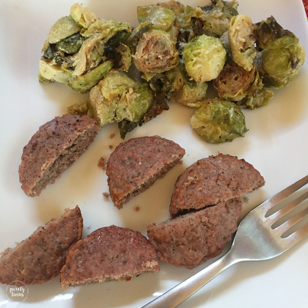 Real food meal paleo creamy brussel sprouts with Applegates turkey sausage