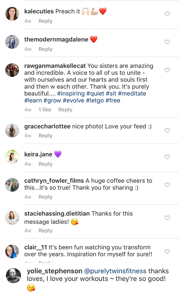 Comment love from our IG girls