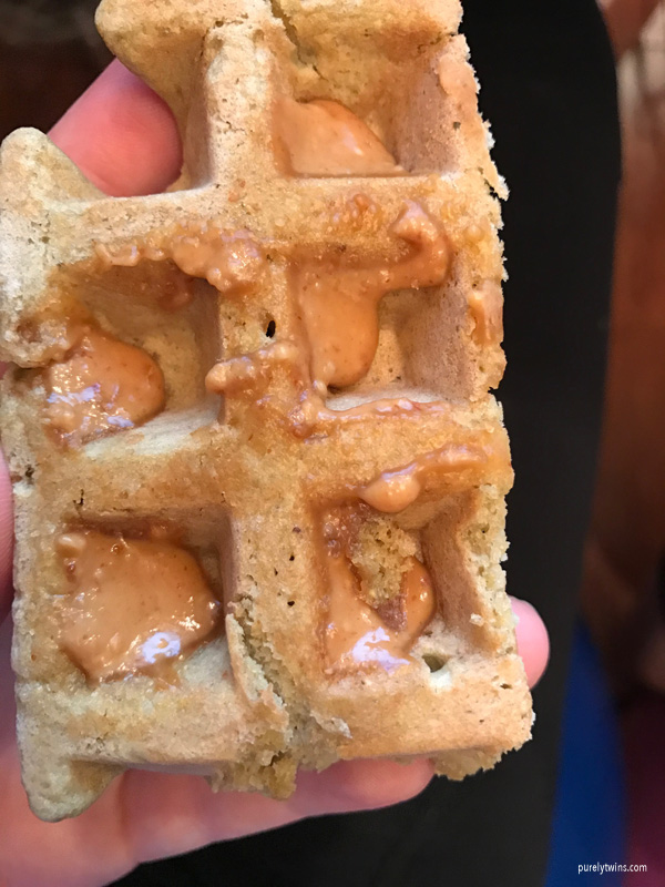 Plantain waffle with peanut butter