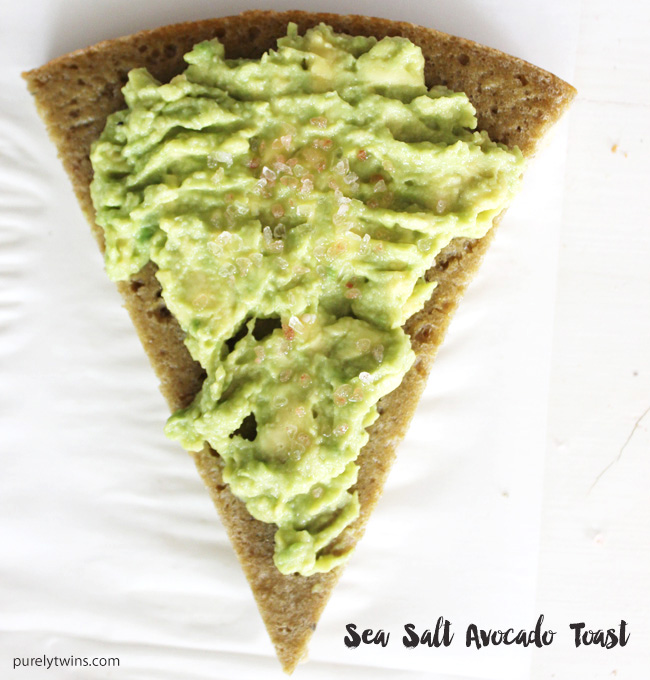 Gluten-free grain-free avocado toast on plantain bread with sea salt