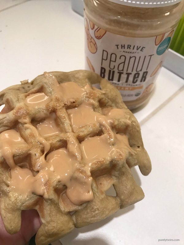 Plantain waffles with Thrive market nut butter