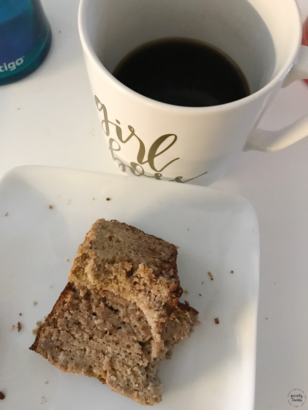Girl boss coffee mug with gluten-free grain-free banana plantain bread