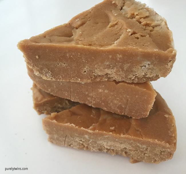 healthy peanut butter fudge made from 3 ingredients. Dairy and gluten free.
