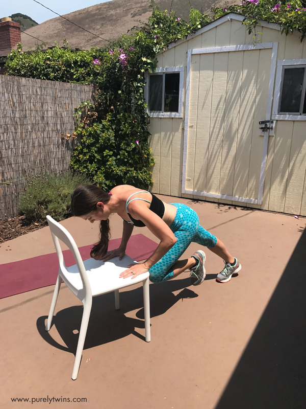 Modified frontal planks using a chair. Diastasis tip.