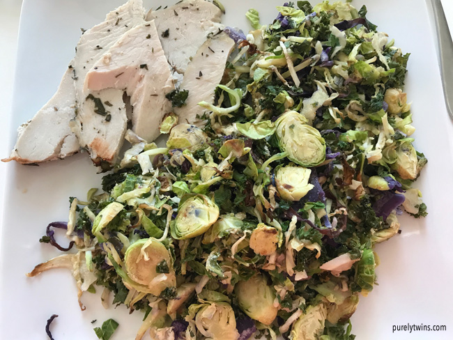 kale cabbage chips with roasted turkey
