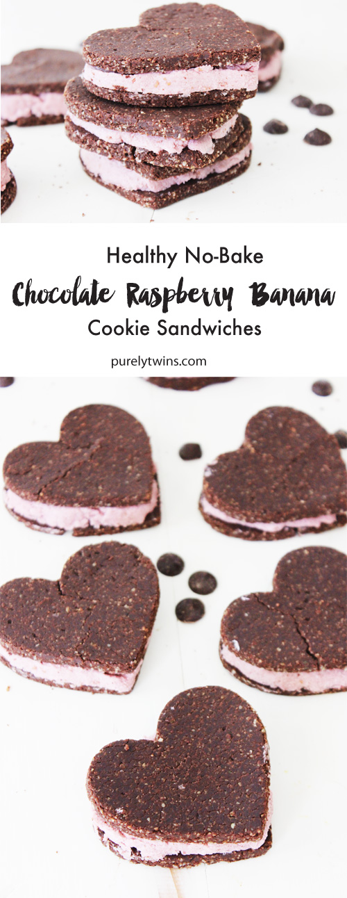 Gluten-free Raw Chocolate Banana Raspberry Cookie Sandwich (vegan)