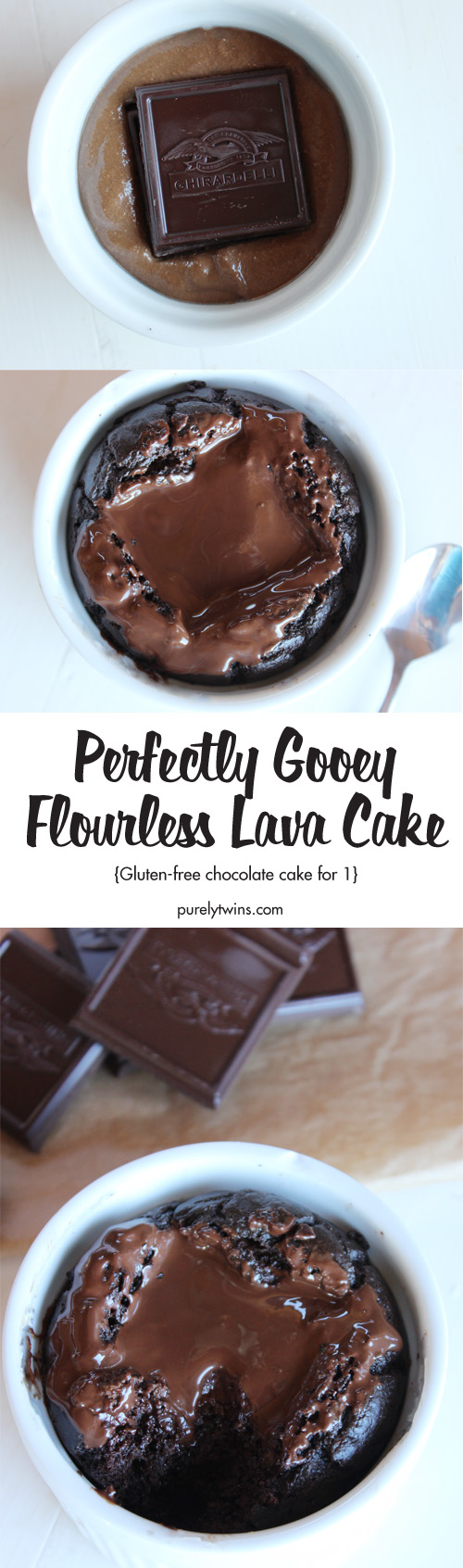 Flourless chocolate lava cake. Gluten-free. Grain-free. Serves 1.